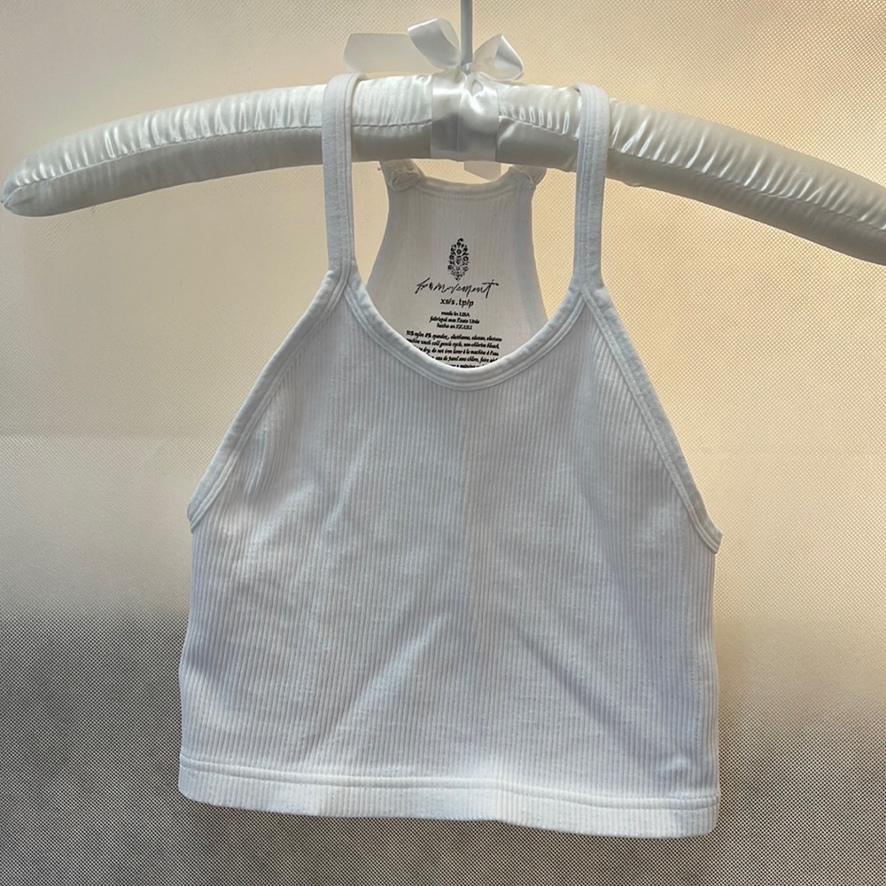 New Free People Movement Cropped Run Tank Sports Bra Ribbed Size XS White